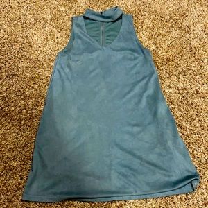 Wishlist blue suede dress with front neck cutout